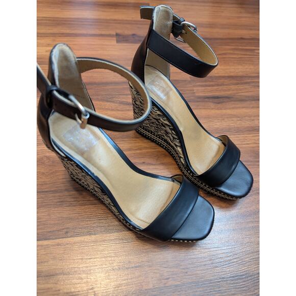 Dolce Vita Hamlet Black Ankle Strap Wedge Sandals - Size 7 - Picture 3 of 6